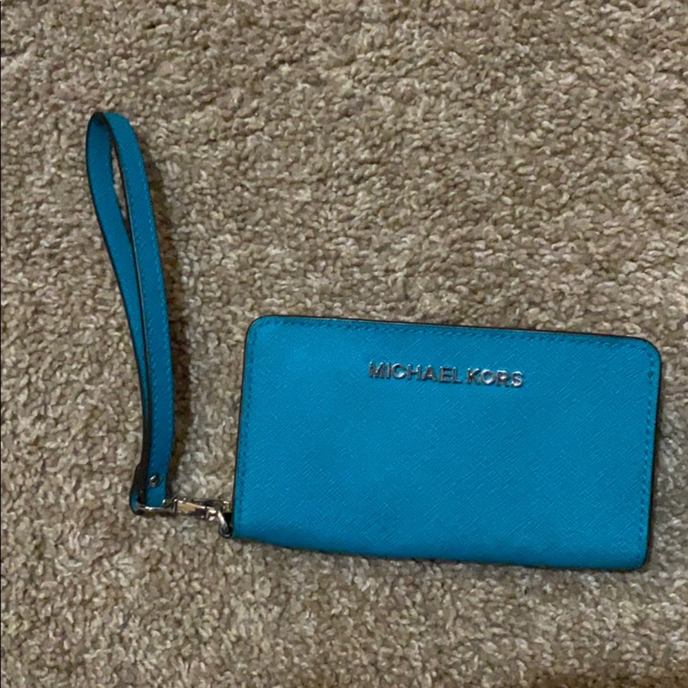 Michael Kors Teal Phone Wallet Wristlet
